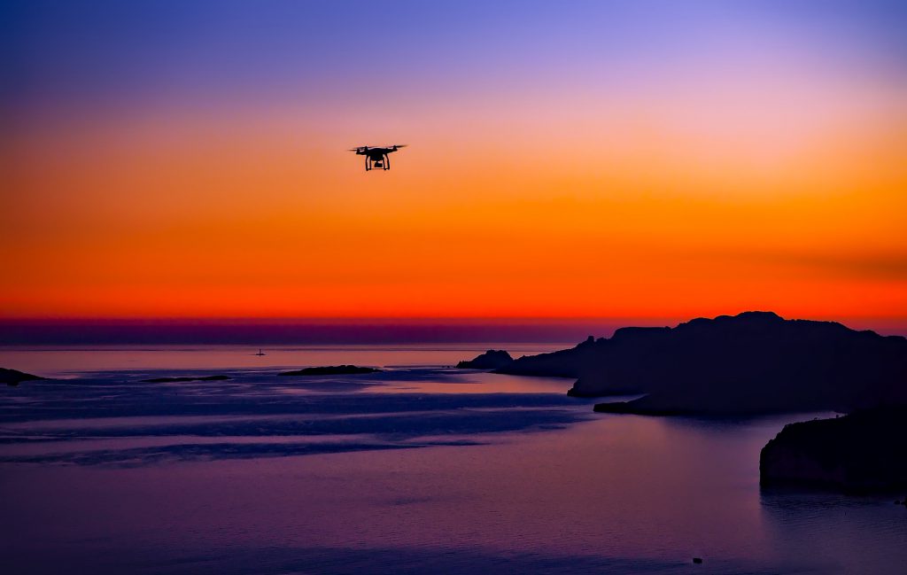 Drone In sunset